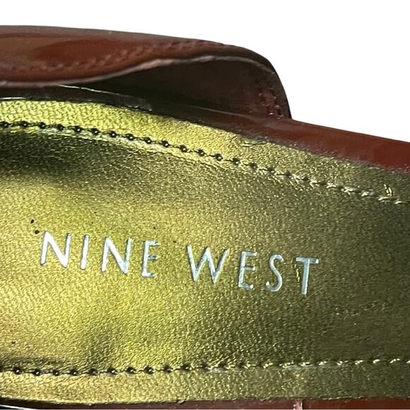 Nine West heels peep toe ankle strap blood red patent leather sexy classic  7.5 - Picture 8 of 10